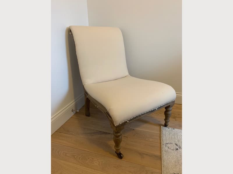 Deconstructed French Slipper Chair Antiqued Cotton Apartment