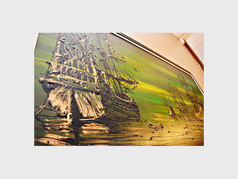 Large Mid Century Original Van Gaard Ship Oil D Apartment