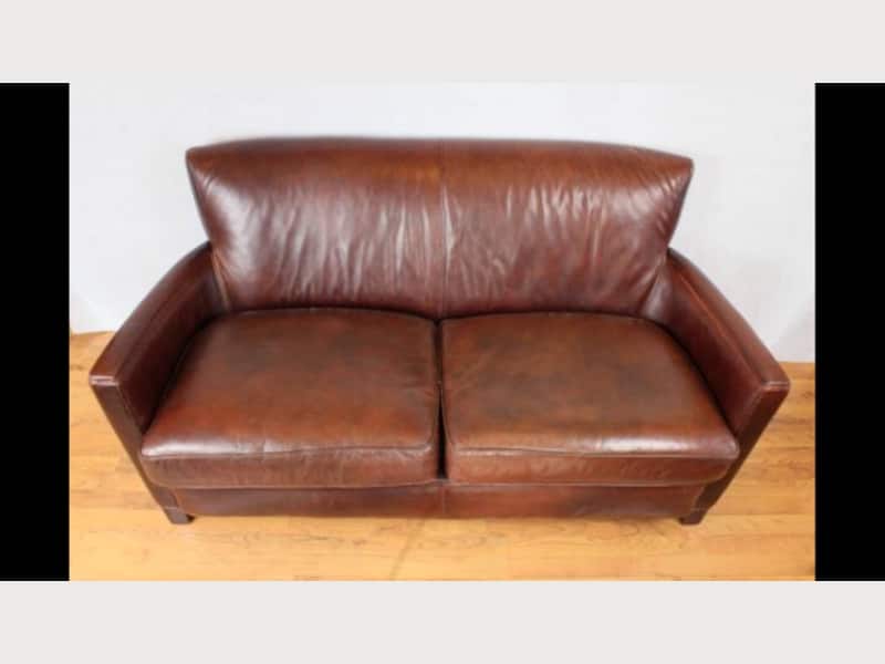 Crate And Barrel Briarwood Leather Sofa Couch Apartment