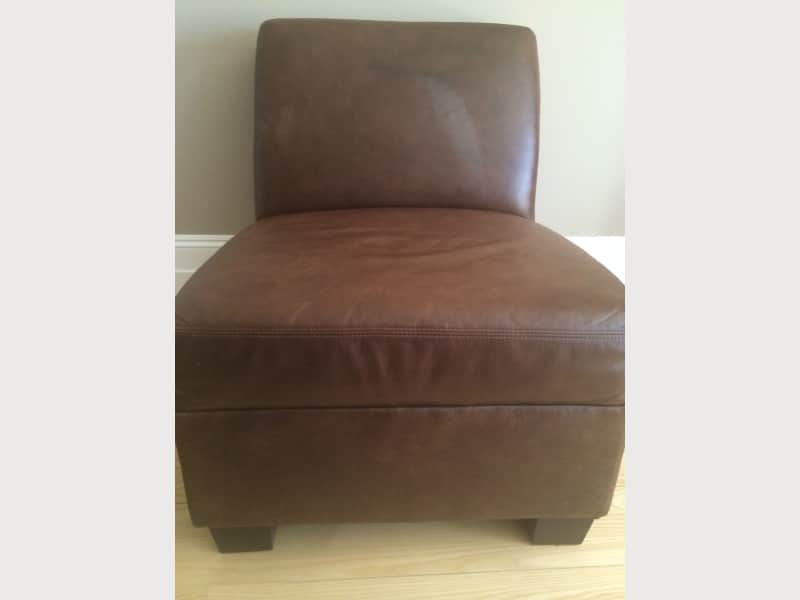 Pottery Barn Trevor Leather Slipper Chair Apartment Therapy S Bazaar