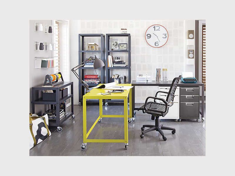 Industrial Go Cart Desk From Cb2 In Chartreuse Apartment