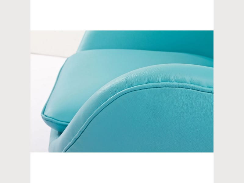 Midcentury Baby Blue Leather Egg Lounge Chair & OT ...