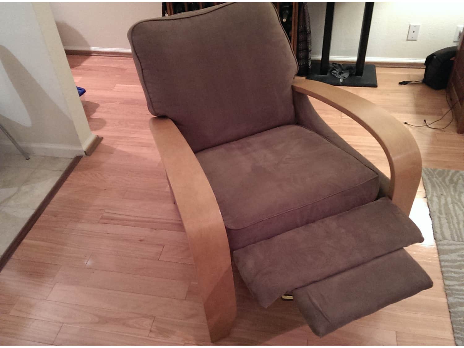Carlyle High Leg Recliner Brown Microsuede Apartment Therapy S Bazaar
