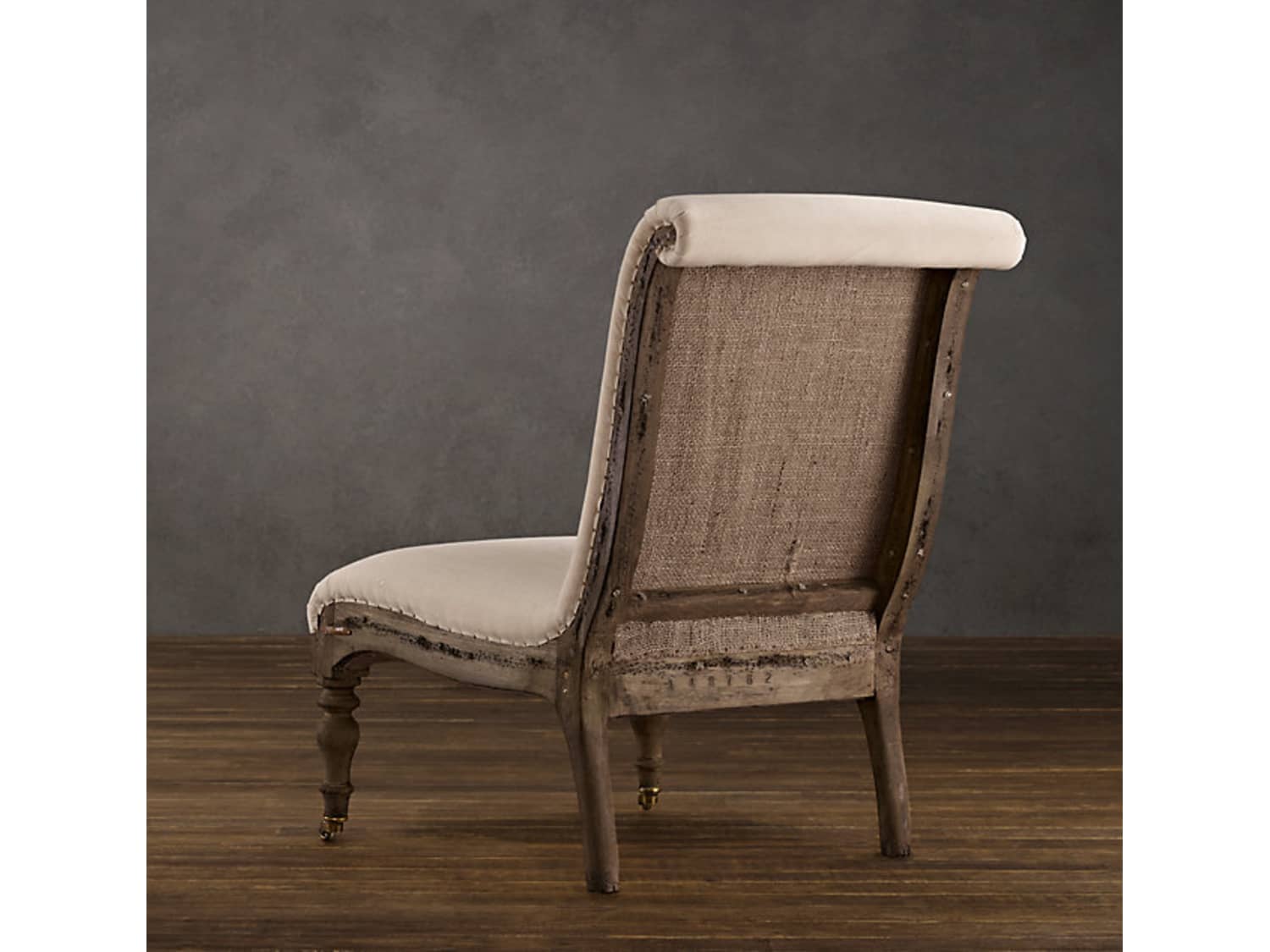 Deconstructed French Slipper Chair Antiqued Cotton Apartment