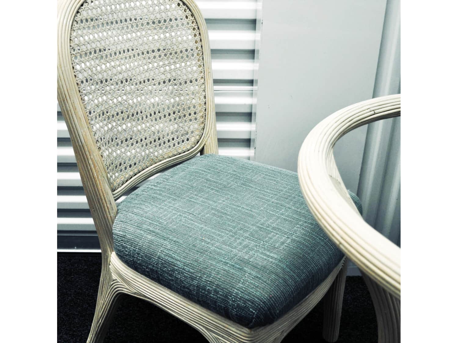 glass table wicker chairs