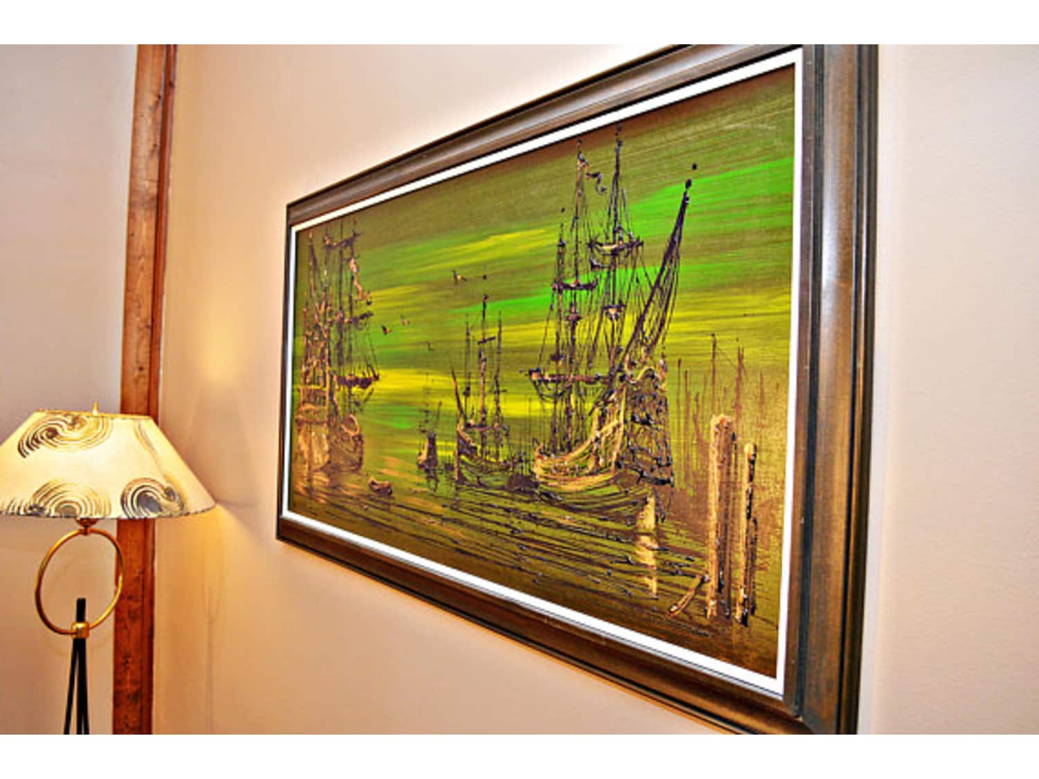 Large Mid Century Original Van Gaard Ship Oil D Apartment