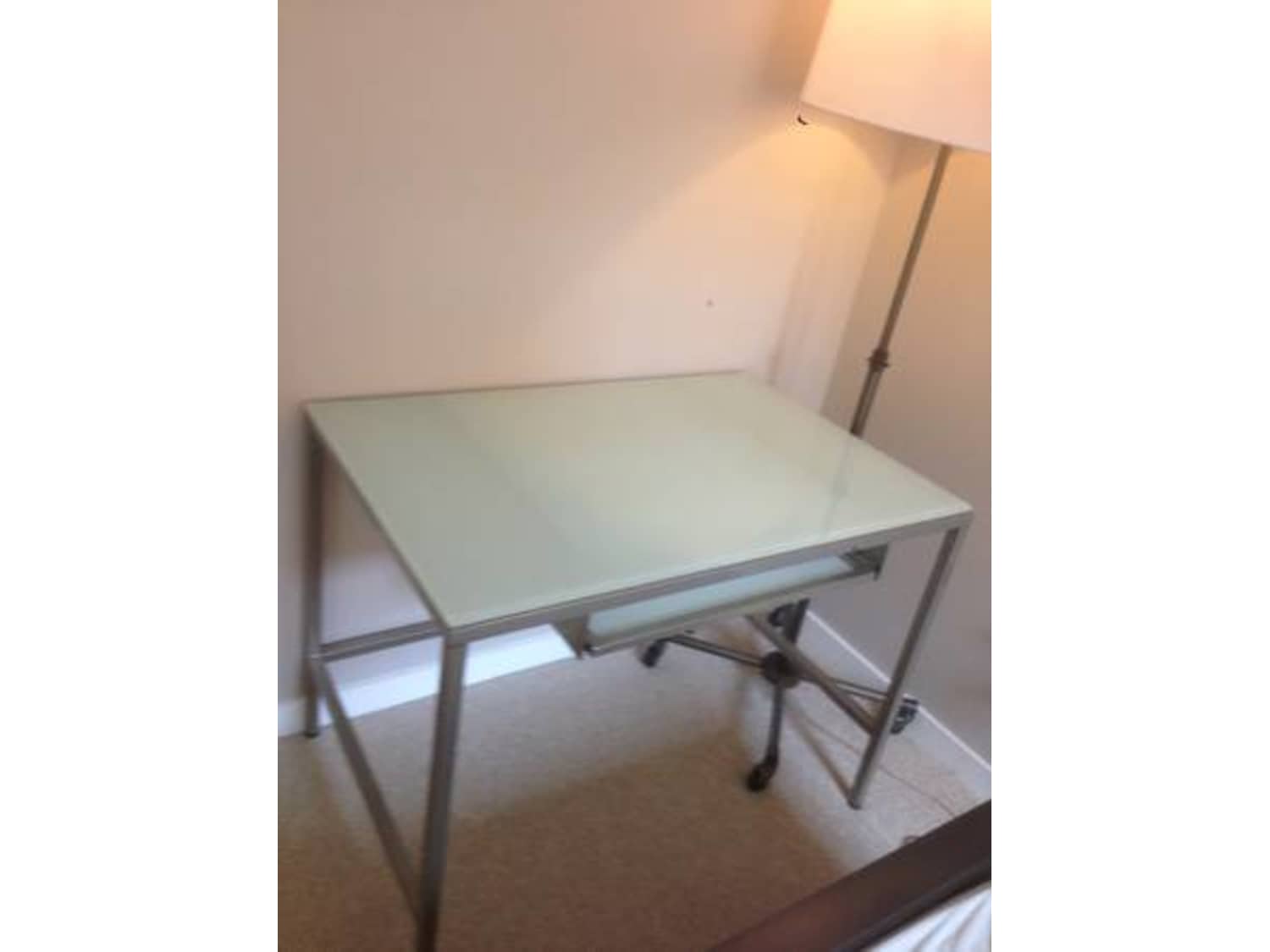 Cb2 Trig Frosted Glass Desk Apartment Therapy S Bazaar