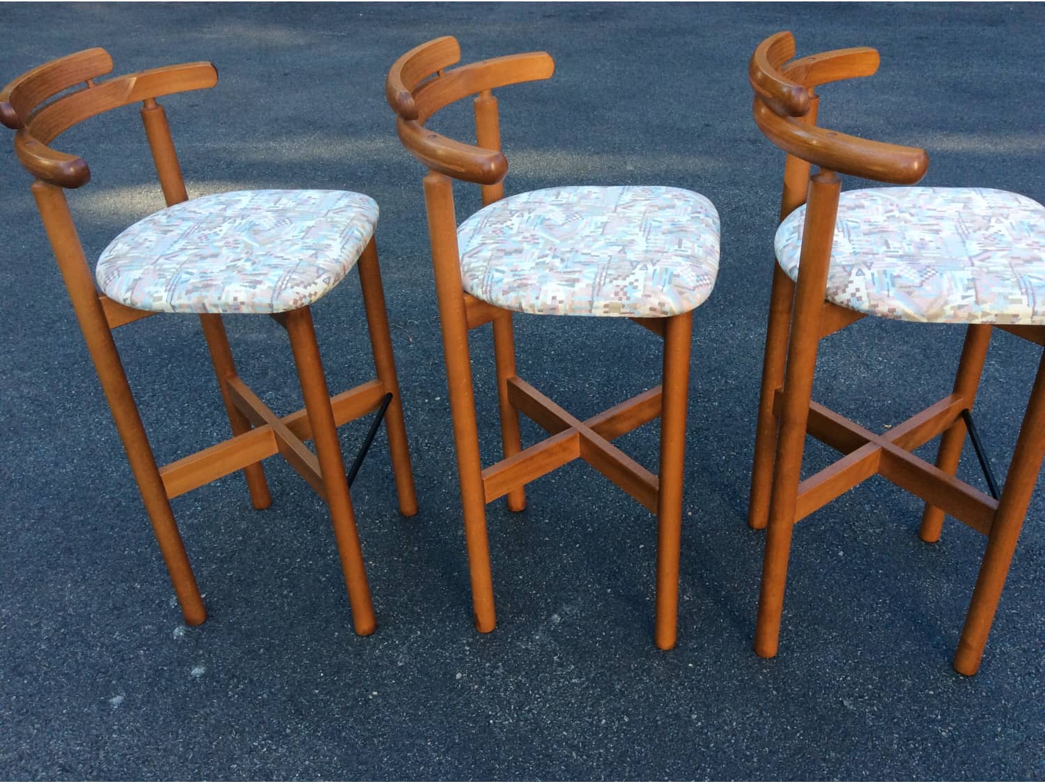 Three Mid Century Modern Danish Teak Bar Stools Apartment Therapy S Bazaar