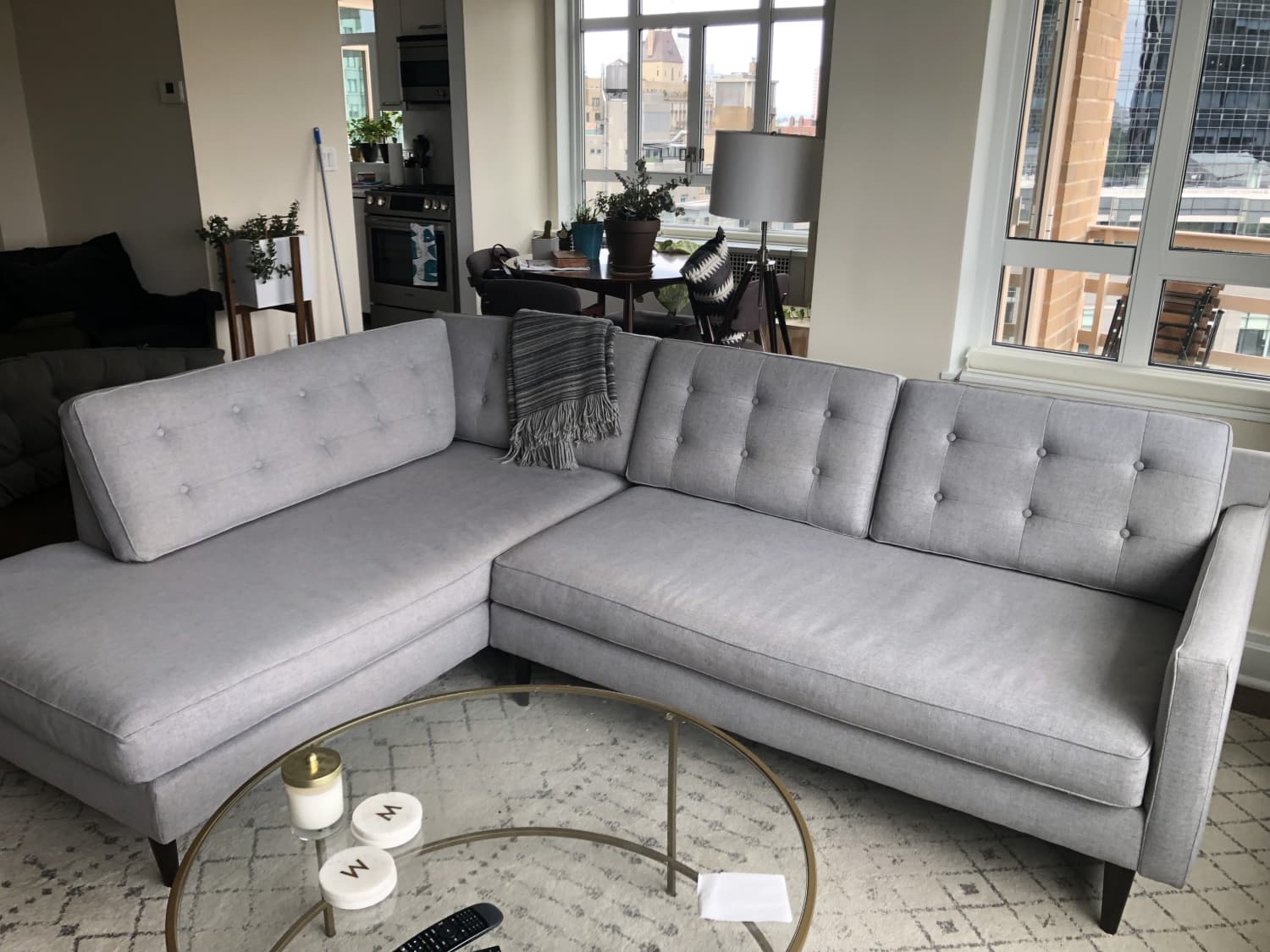 Drake 2 Piece Gray Chaise Sectional Sofa Apartment Therapy S Bazaar