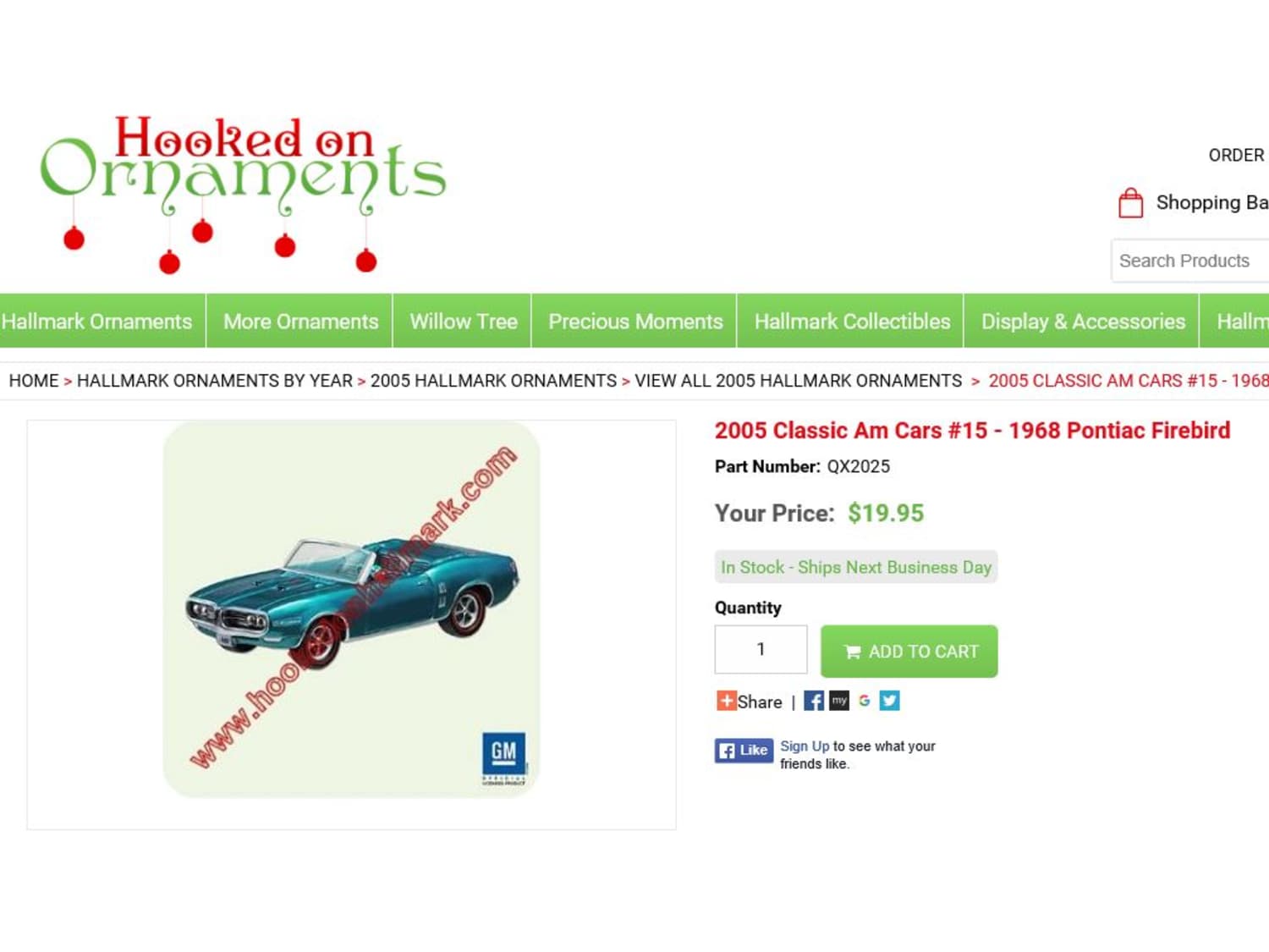 Hallmark Keepsake Ornament 1968 Pontiac Firebird Apartment