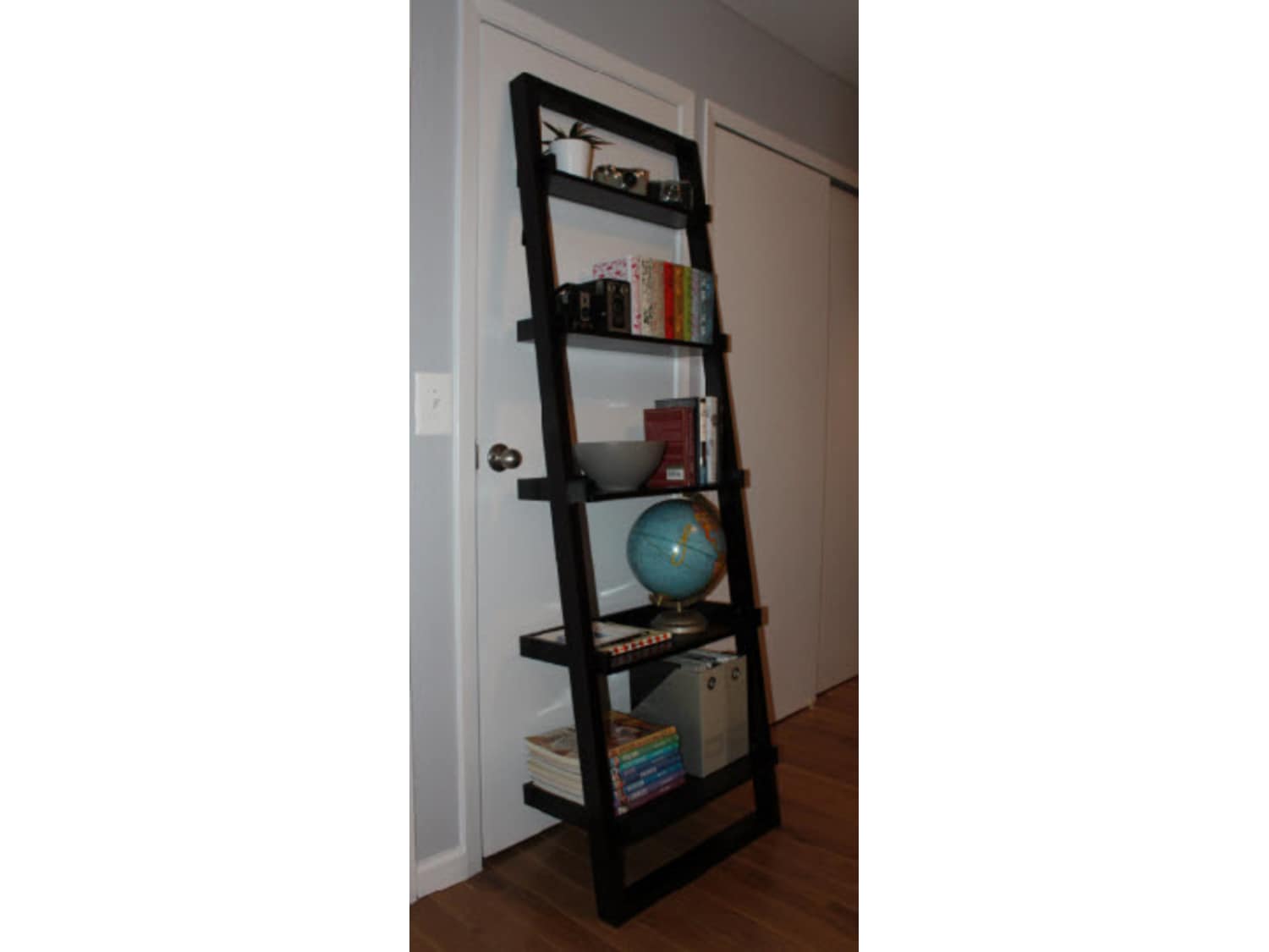 Crate Barrel Sloane Espresso Leaning Bookcase Apartment