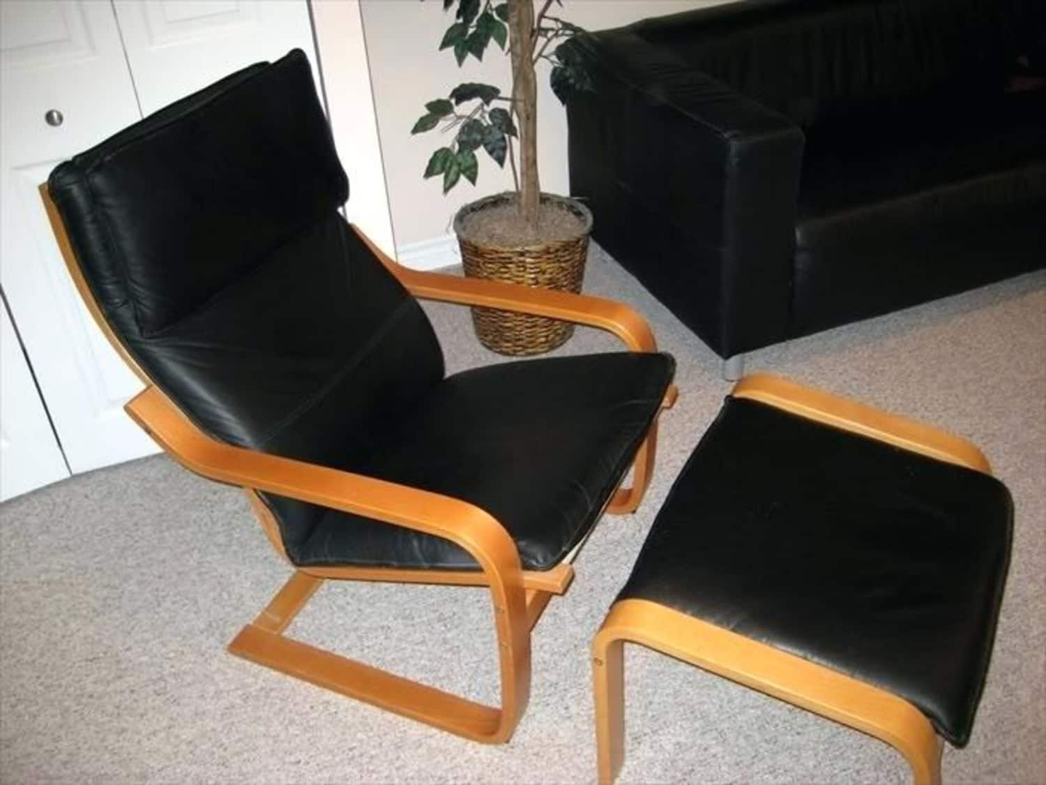black leather Ikea Poang chair & footstool - Apartment Therapy's Bazaar.