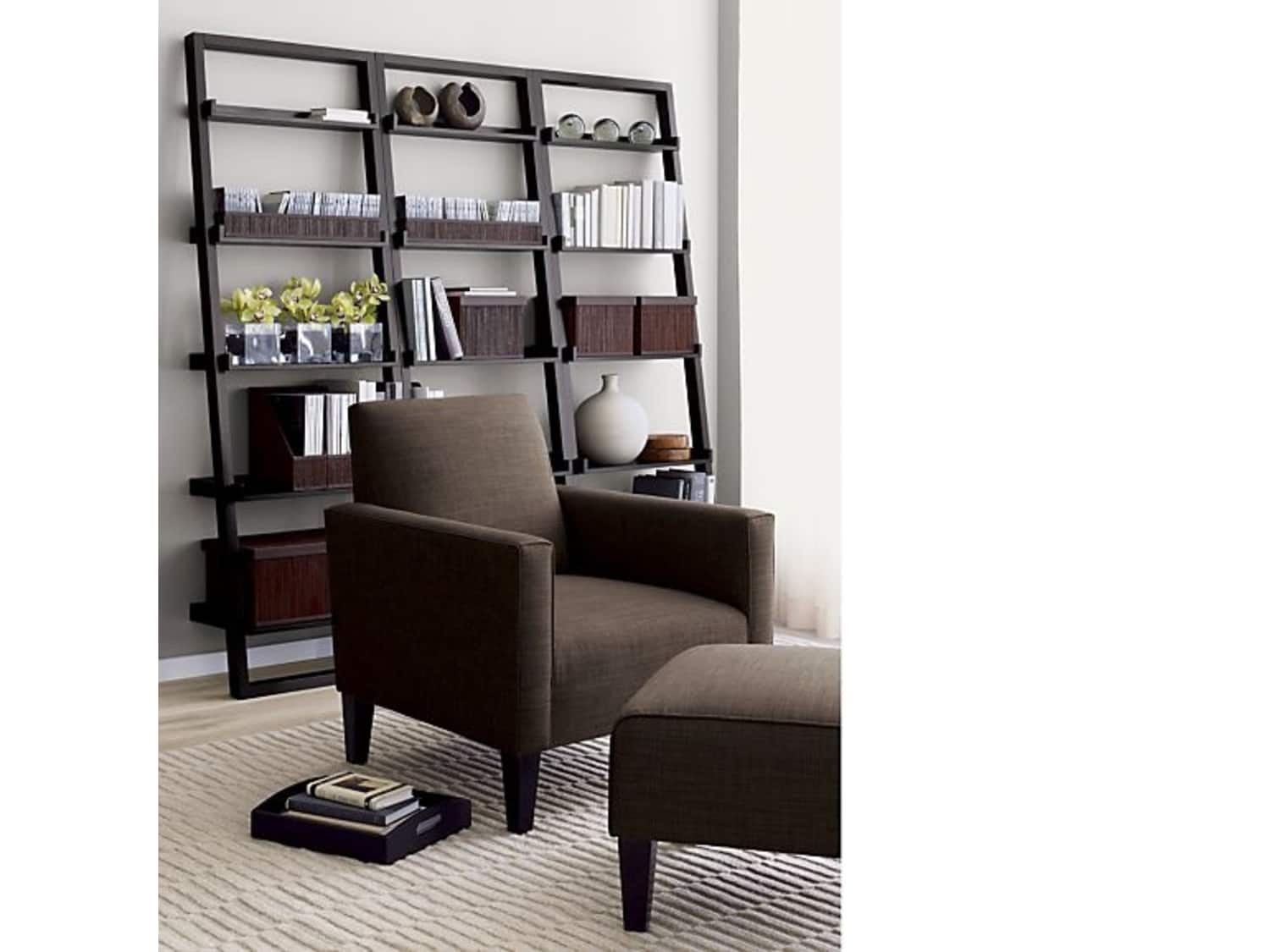 CRATE & BARREL SLOANE ESPRESSO LEANING BOOKCASE ...