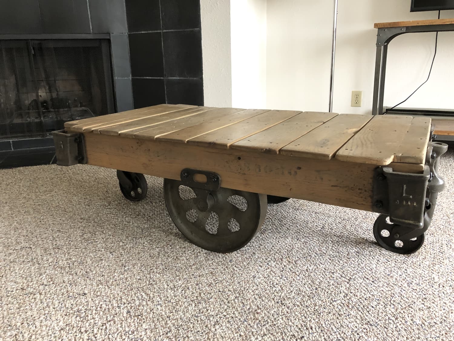 Railroad Cart Coffee Table Restoration Hardware Antique Factory Cart