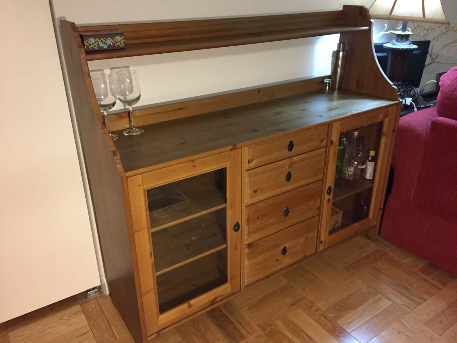 Ikea Leksvik Pine Sideboard Buffet Cabinet Apartment