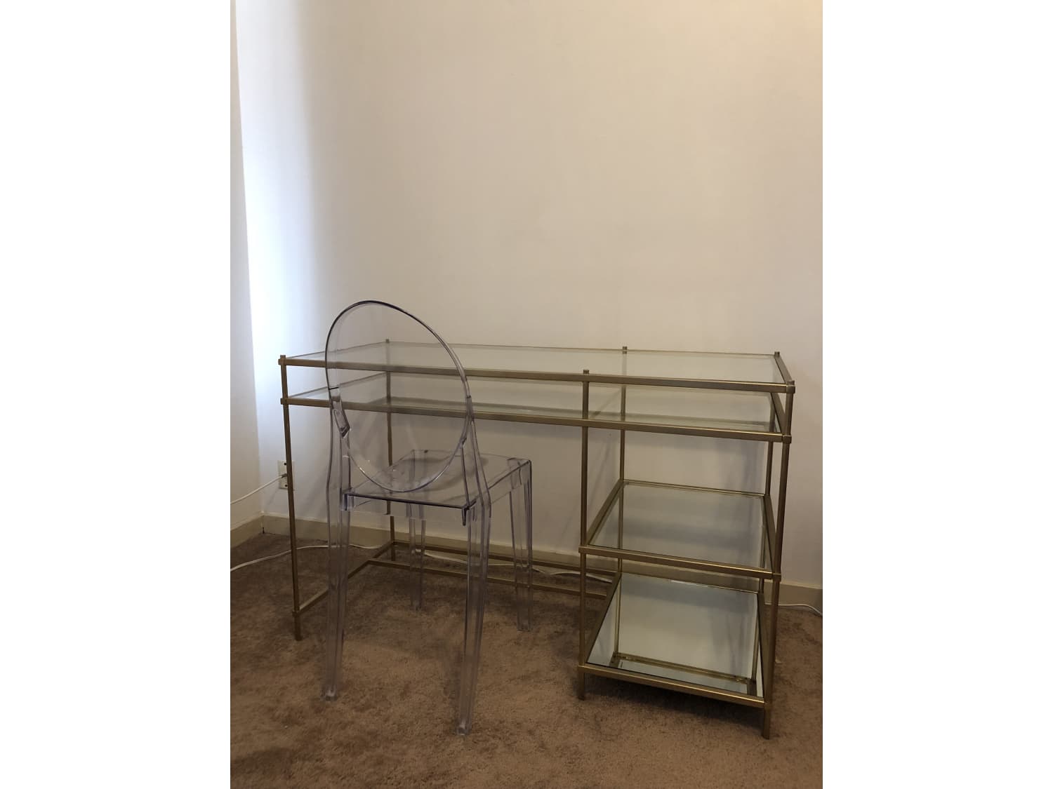 Glass And Antique Brass Metal Terrace Desk Apartment Therapy S Bazaar