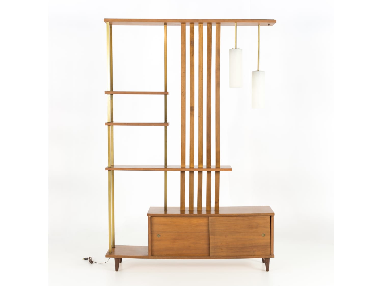 MCM Walnut and Brass Wall Unit Room Divider - Apartment ...