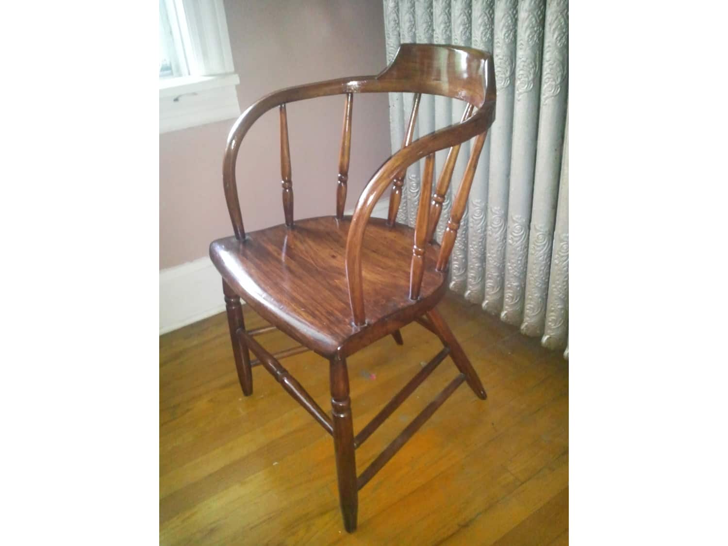 Antique 1880s? Handmade Walnut Captains Chair Apartment