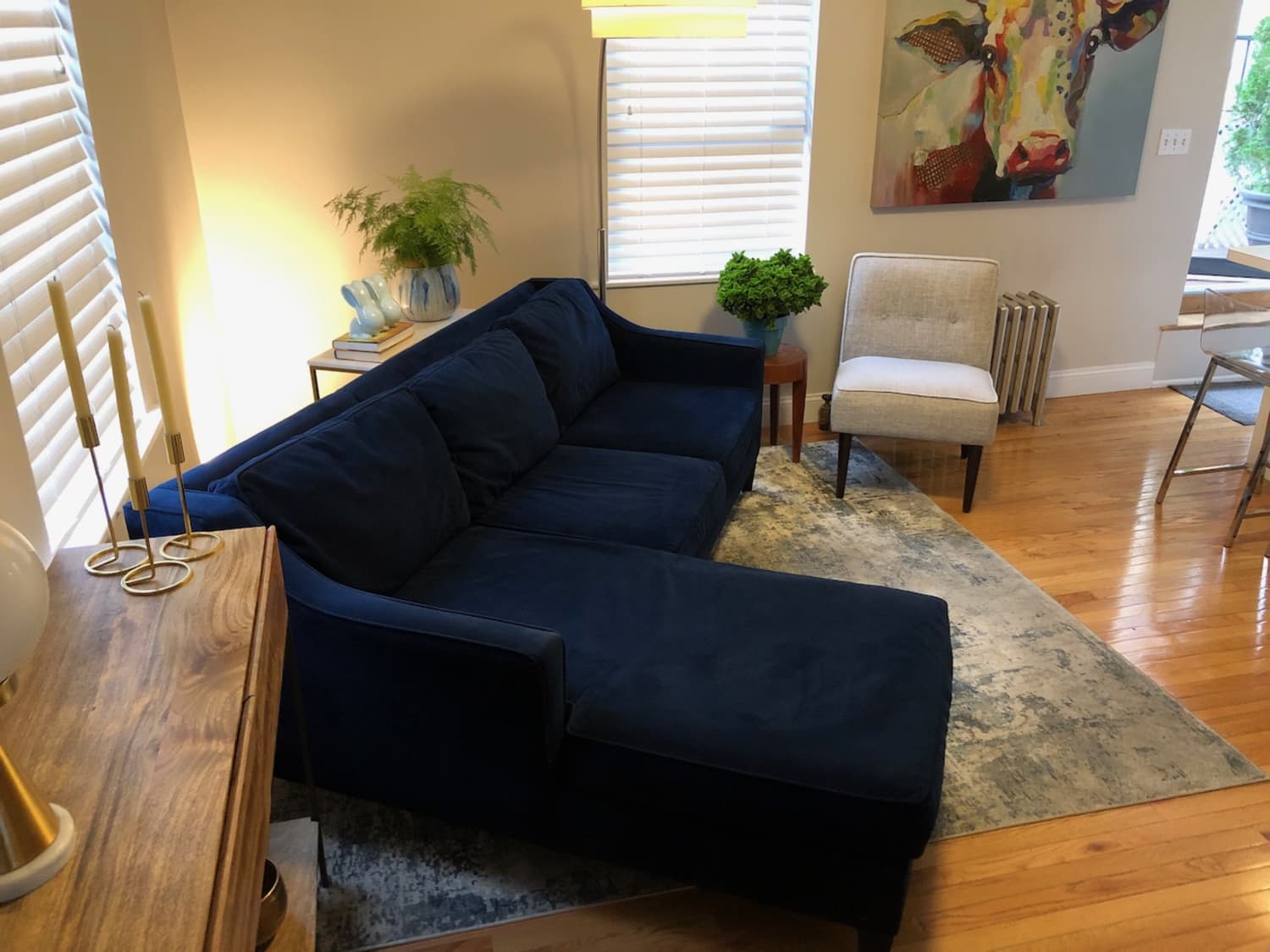 West Elm Sectional Sofa Blue Velvet - Apartment Therapy's ...