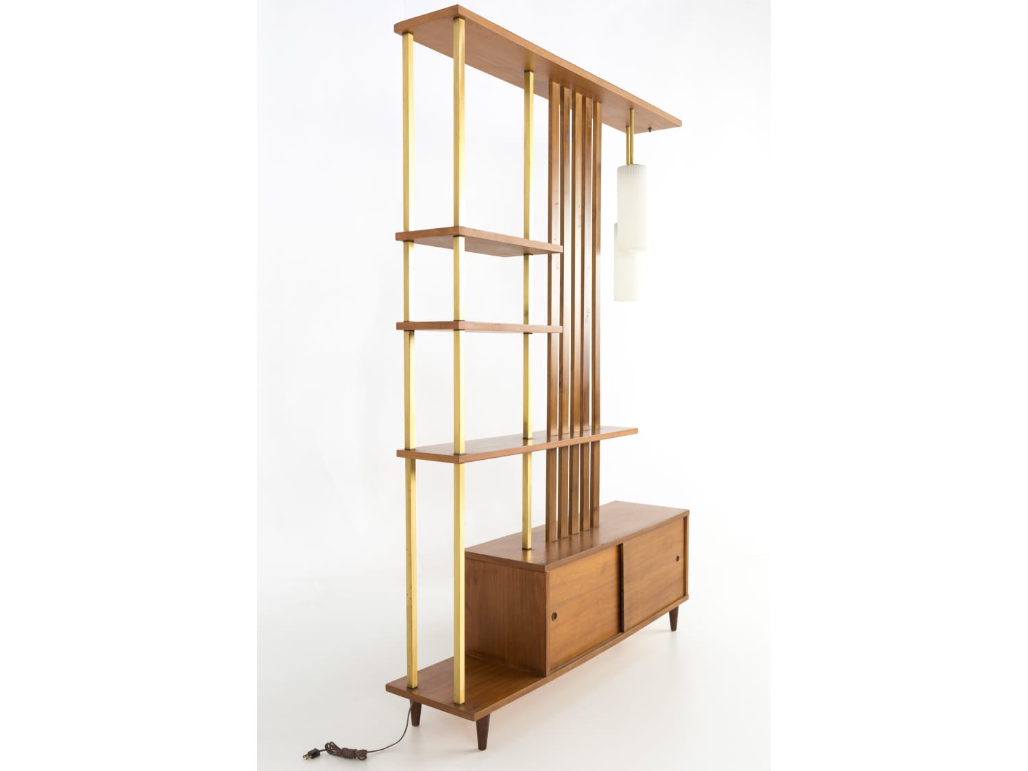 MCM Walnut and Brass Wall Unit Room Divider - Apartment ...