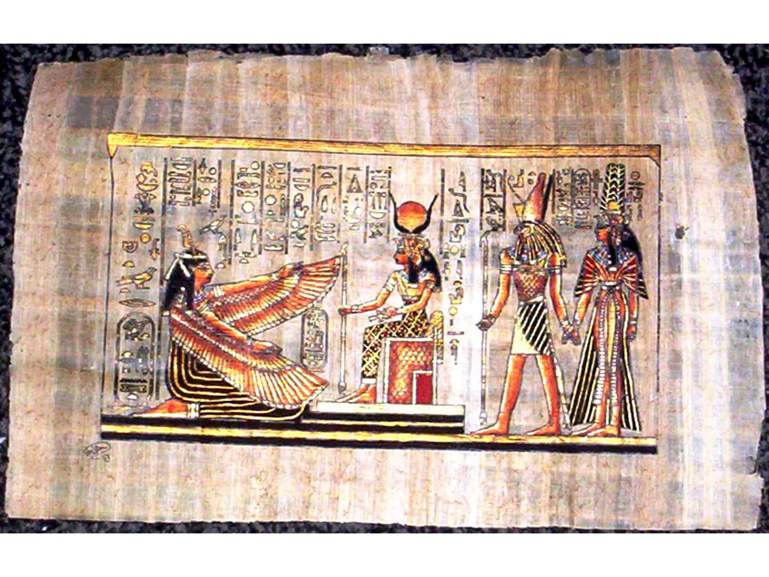 Five Authentic Egyptian Modern Papyrus Paintings Apartment