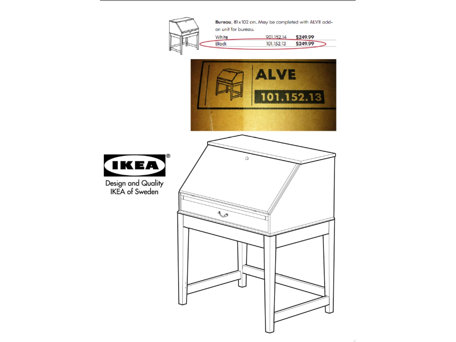 New Still In Box Black Ikea Alve Secretary Desk Apartment