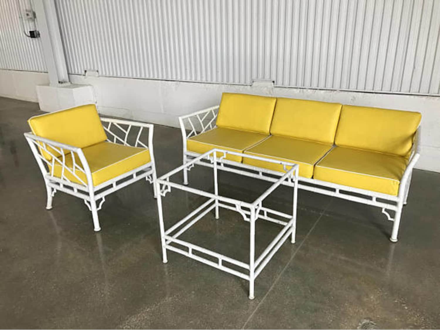 Meadowcraft Faux Bamboo Aluminum Outdoor Table Apartment