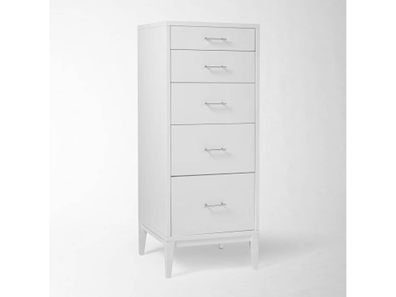 West Elm Narrow Leg 5 Drawer Dresser White Apartment Therapy S