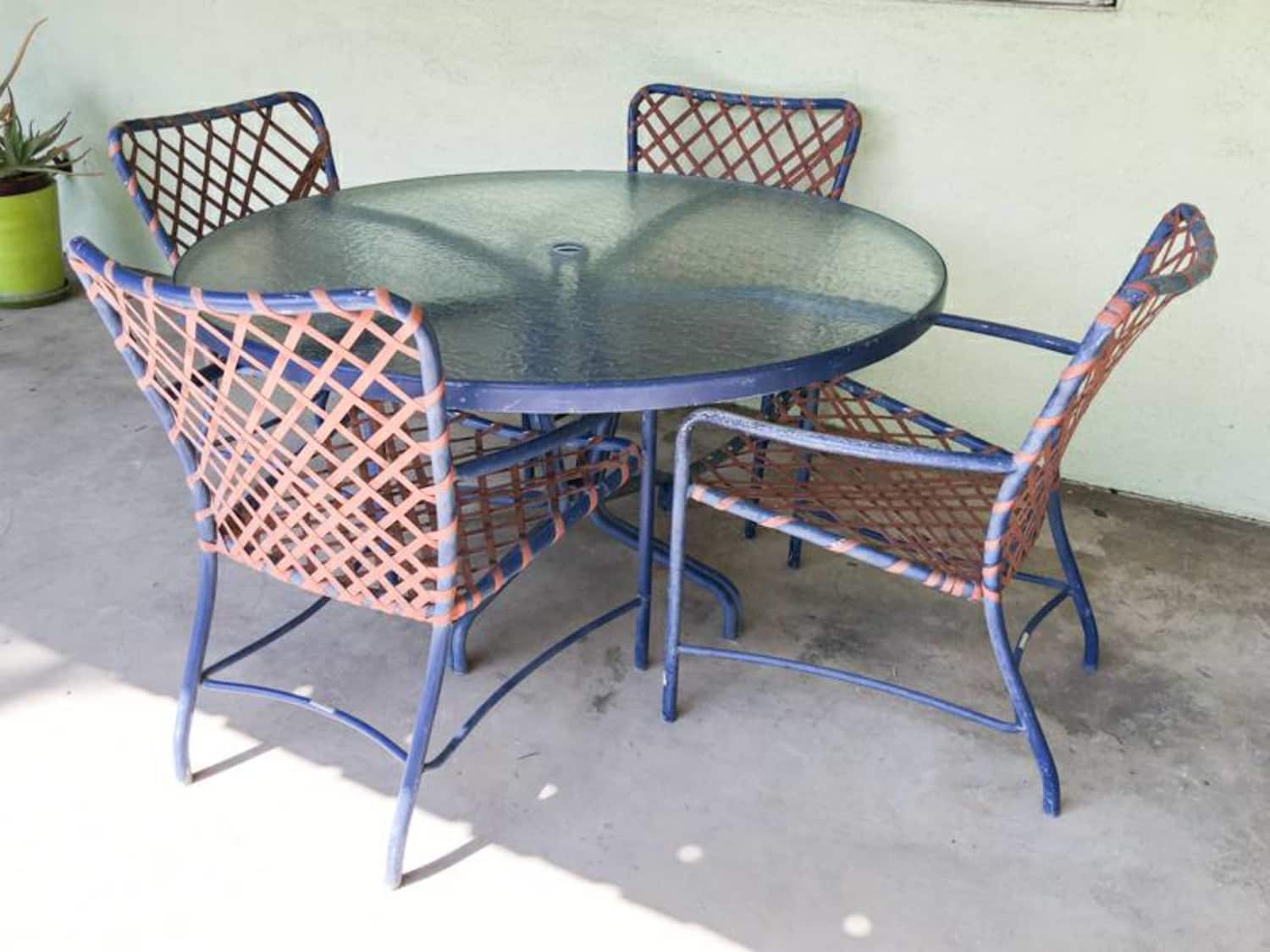 Vintage 60s Brown Jordan Patio Chairs Glass Table Apartment