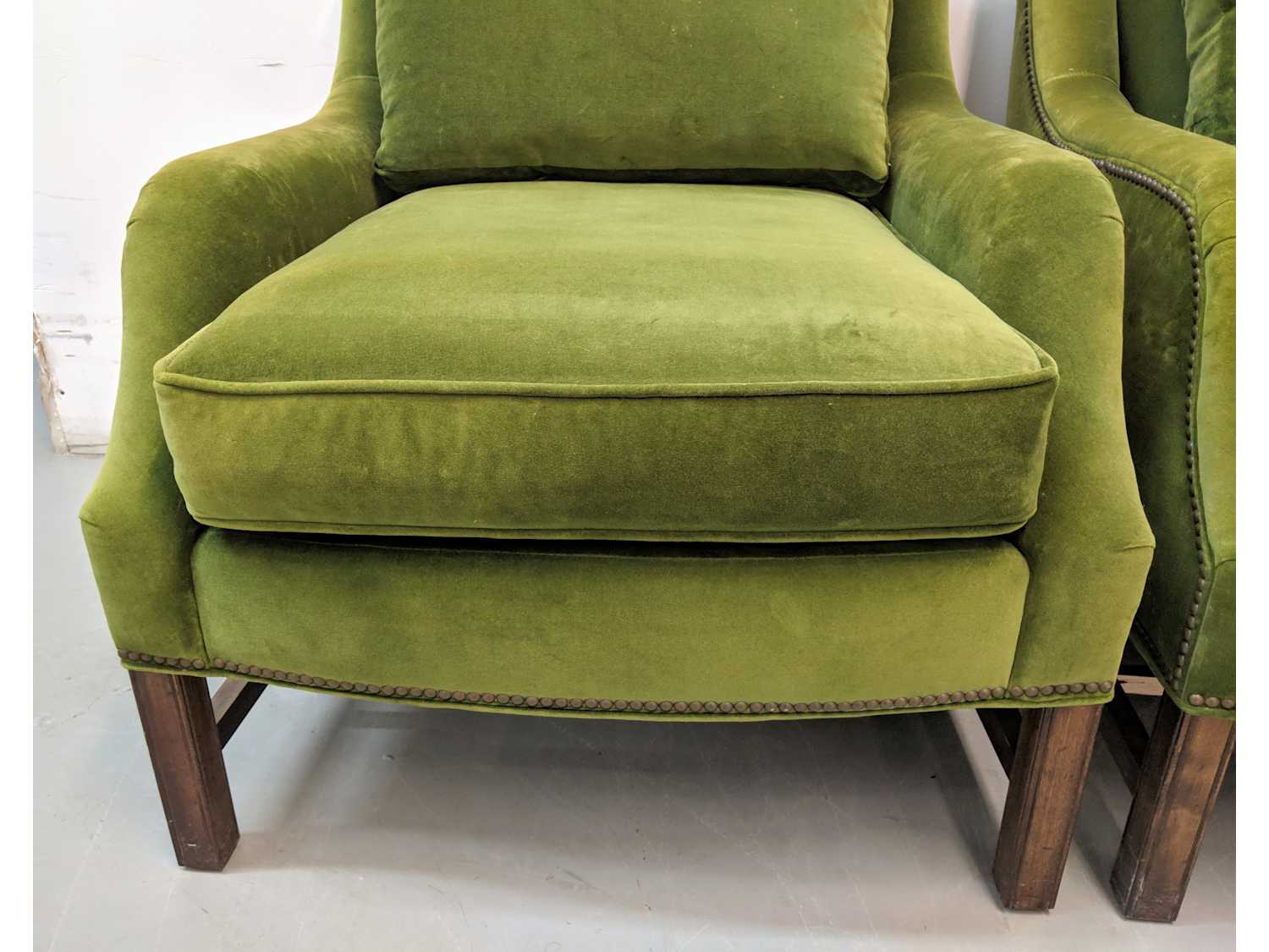 Traditional Overstuffed Green Velvet Club Chairs - Apartment Therapy's