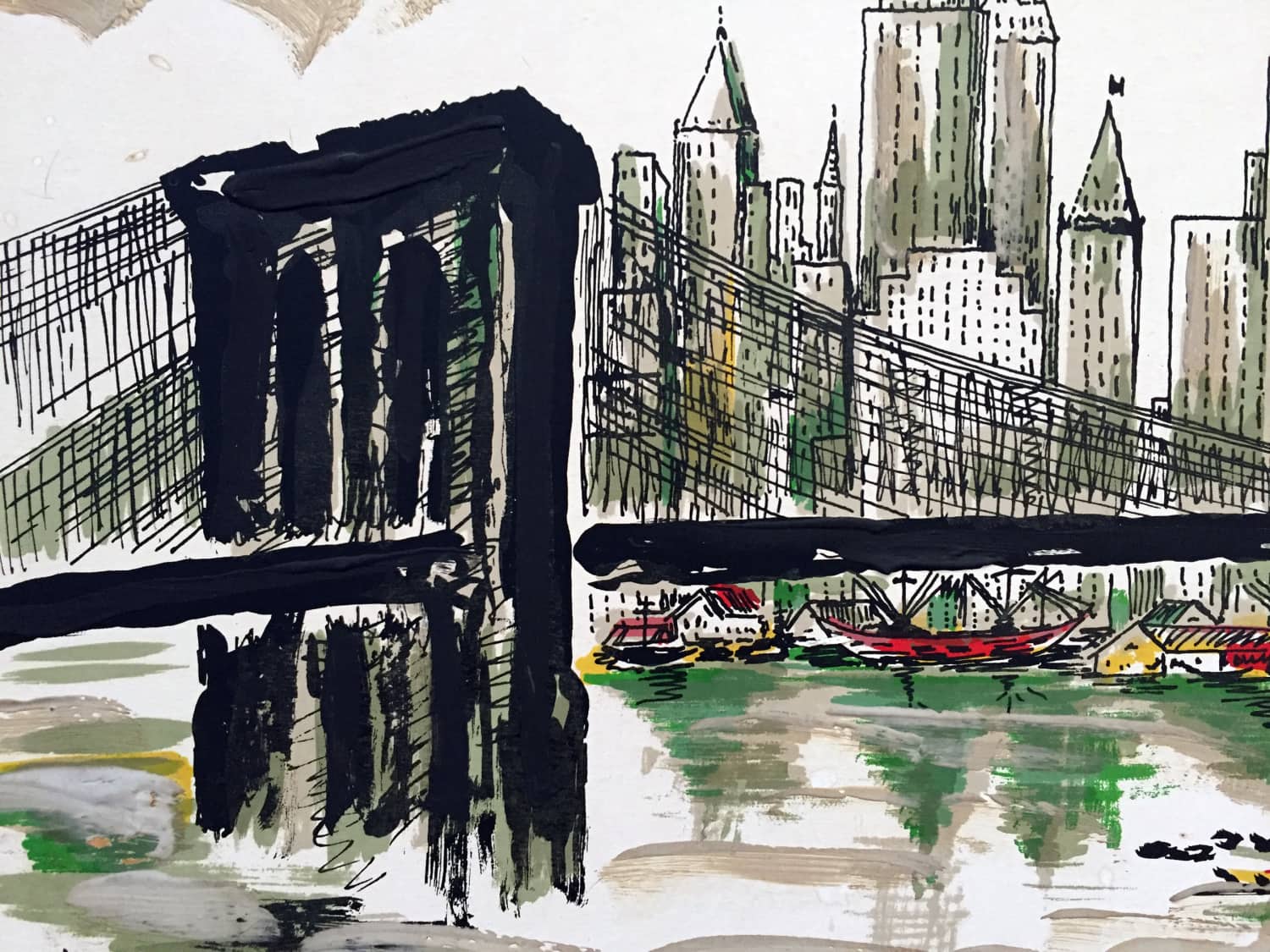 Mid century J Windsor NYC skyline silkscreen print Apartment Therapy