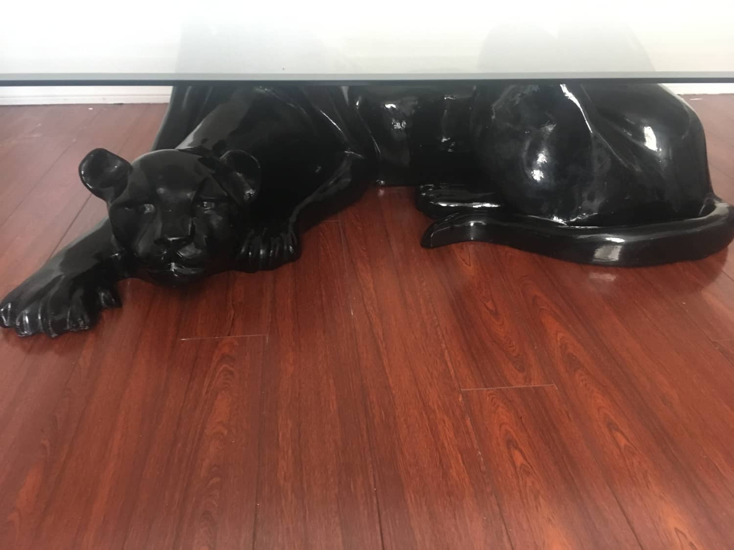 Vintage Black Panther Coffee Table With Glass Top Apartment Therapy S Bazaar