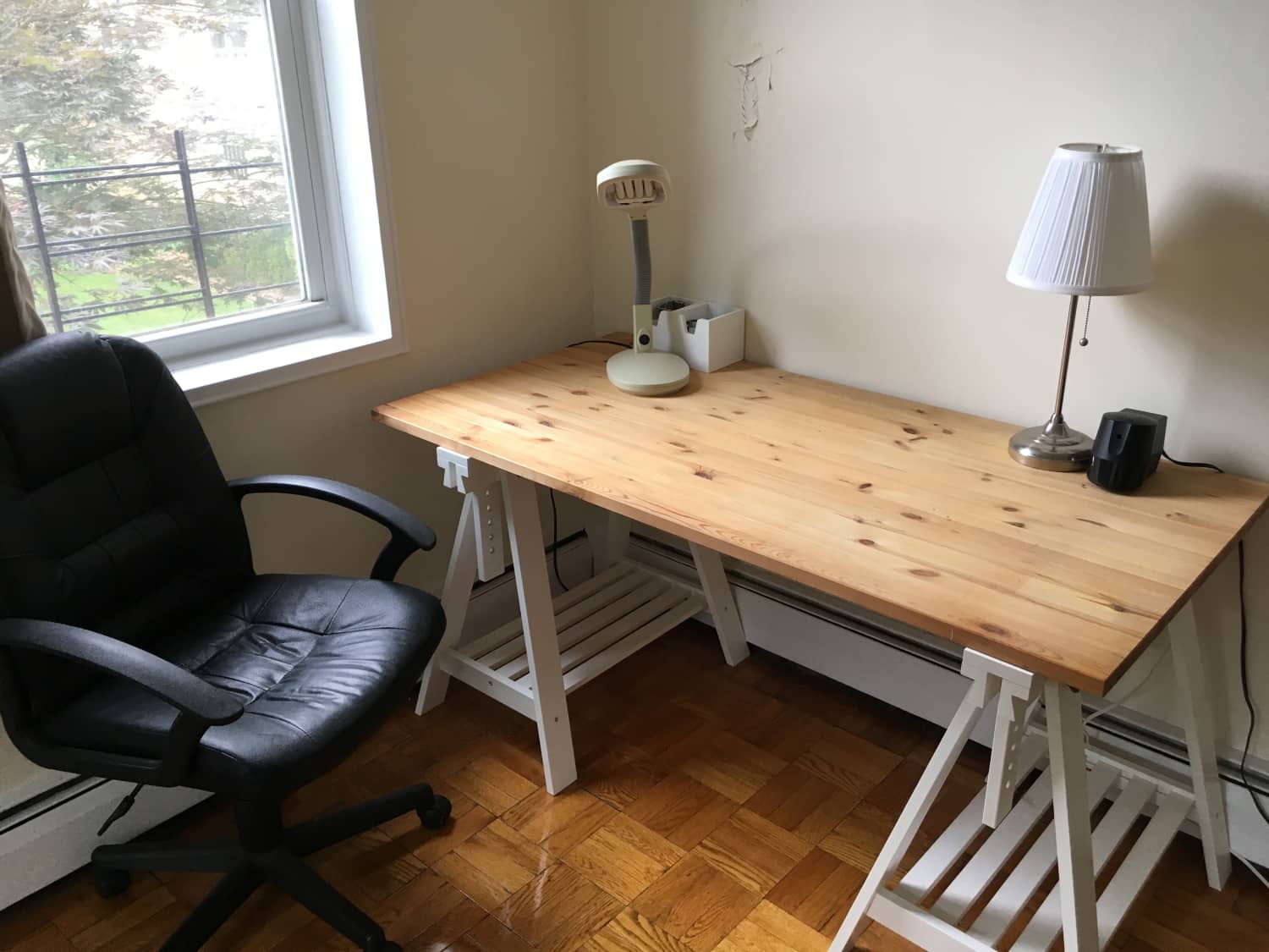 Ikea Gerton wood surface desk with Finnvard table - Apartment