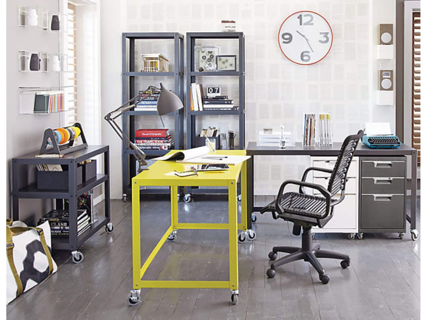 Industrial Go Cart Desk From Cb2 In Chartreuse Apartment