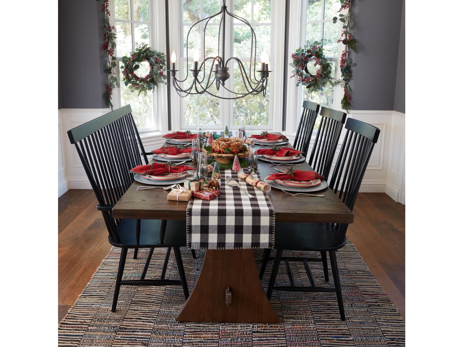 Black Wood Windsor Style Kamron Dining Chair Set 4 - Apartment Therapy