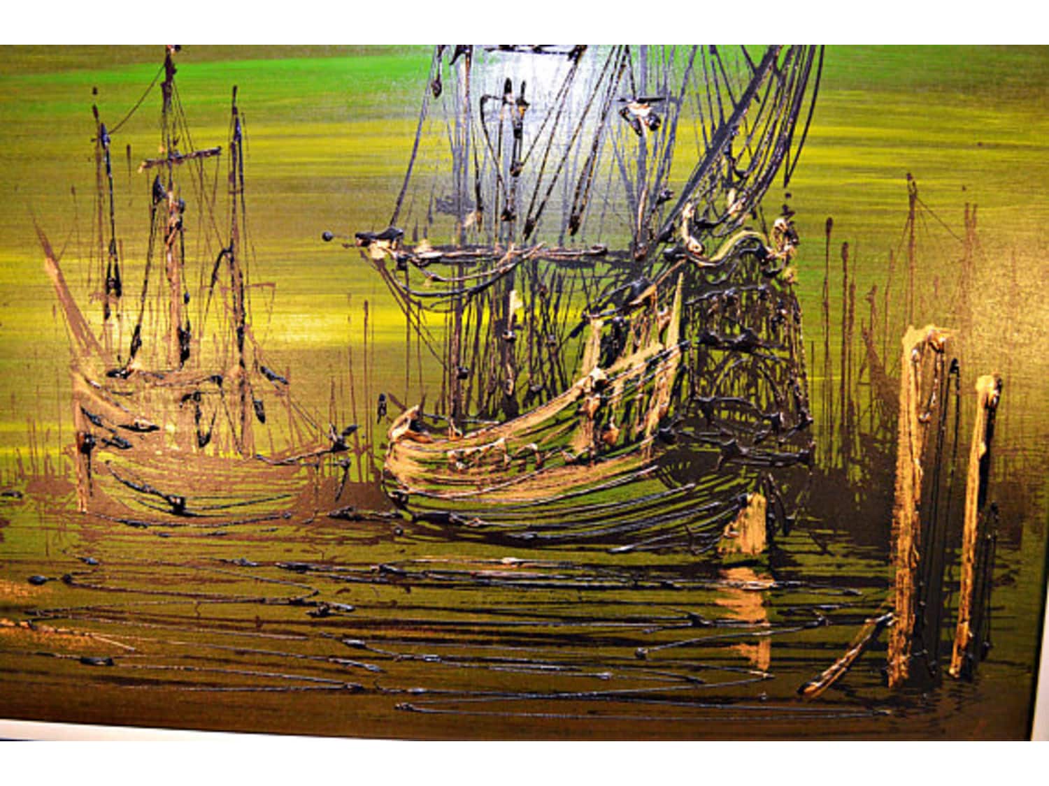 Large Mid Century Original Van Gaard Ship Oil D Apartment