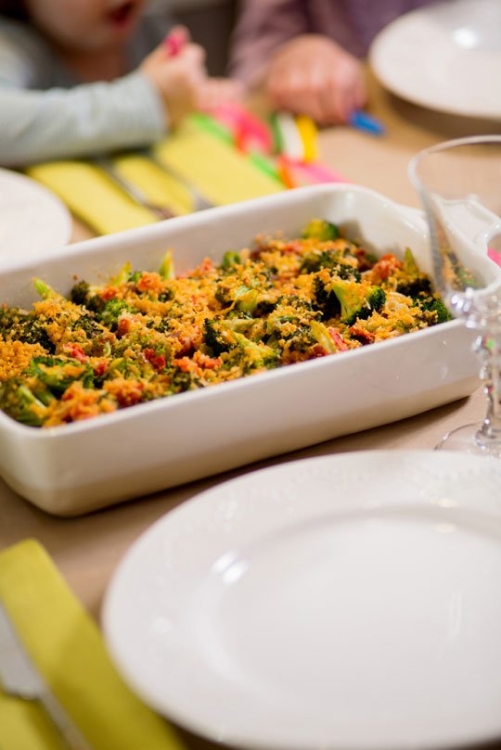 Dinner Party Recipe: Broccoli, Tomato & Sausage Bake | Kitchn