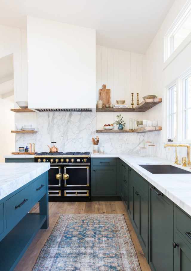 Color Ideas for the Kitchen: Dark Teal Cabinets ...