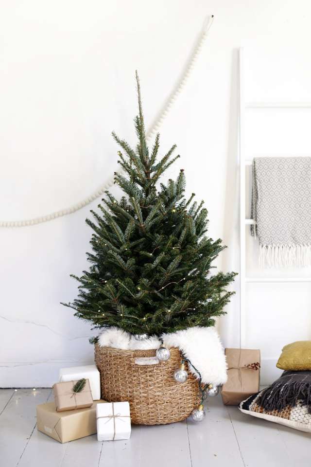 Christmas Tree Skirt Alternatives: Tree in a Basket ...