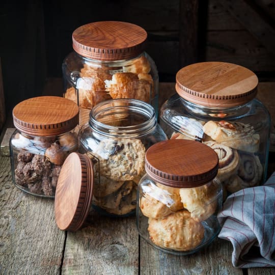 Wood Pantry Jar Lids from Cattails Woodwork Kitchn