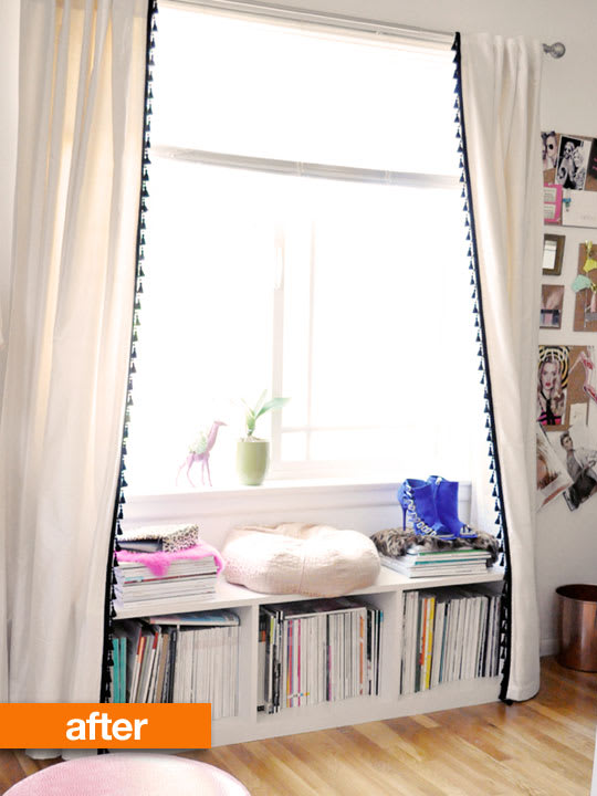 Before Amp After Plain Curtains Gone Girly Apartment Therapy