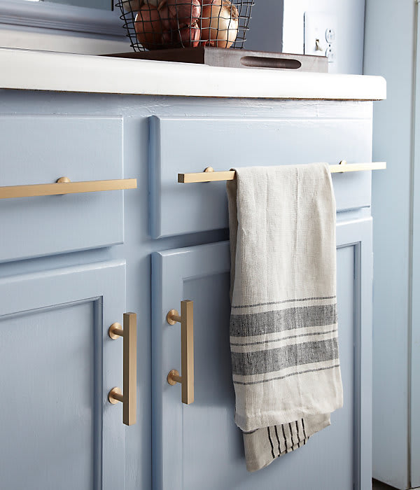 Kitchen Details: Brushed Brass Cabinet Pulls Against Light ...