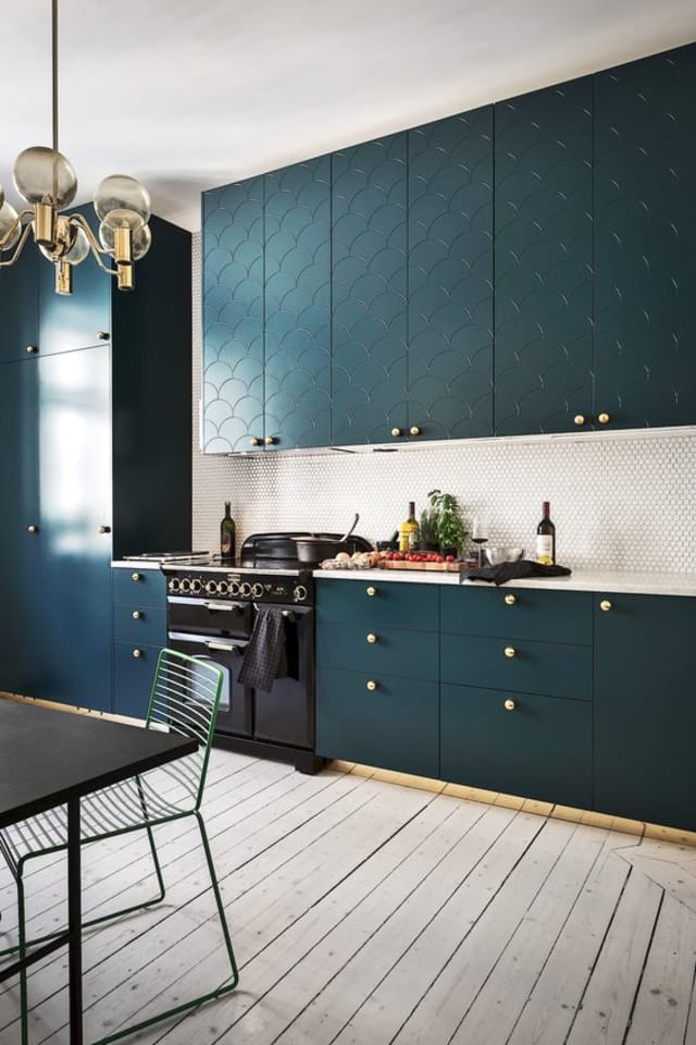Color Ideas for the Kitchen: Dark Teal Cabinets ...