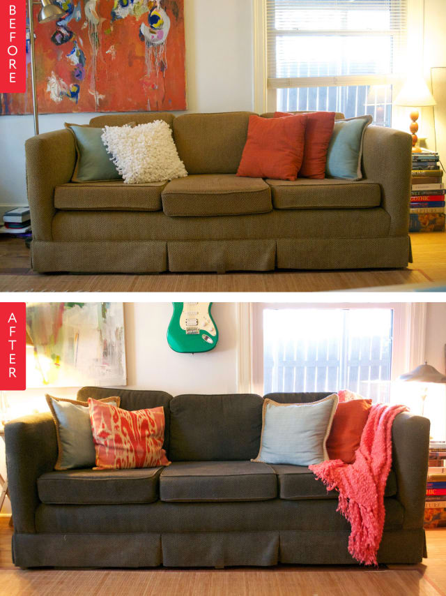 How to Make Your Old Ugly Sofa Look New Again Apartment Therapy
