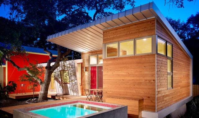 House with pool in backyard