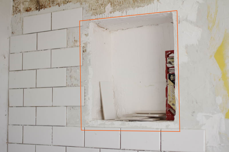 DIY Renovation Project How To Build a Recessed Shower Shelf