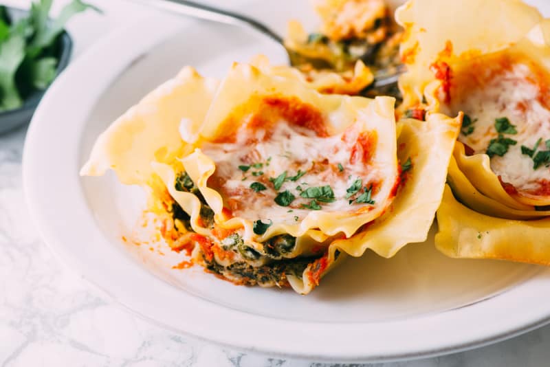 Recipe MuffinPan Spinach Lasagna Kitchn