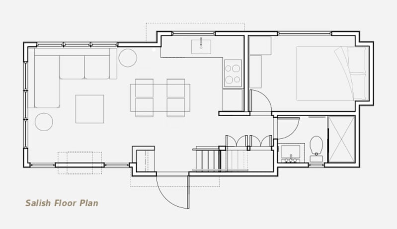 Full One Bedroom Tiny House Layout 400 Square Feet ...