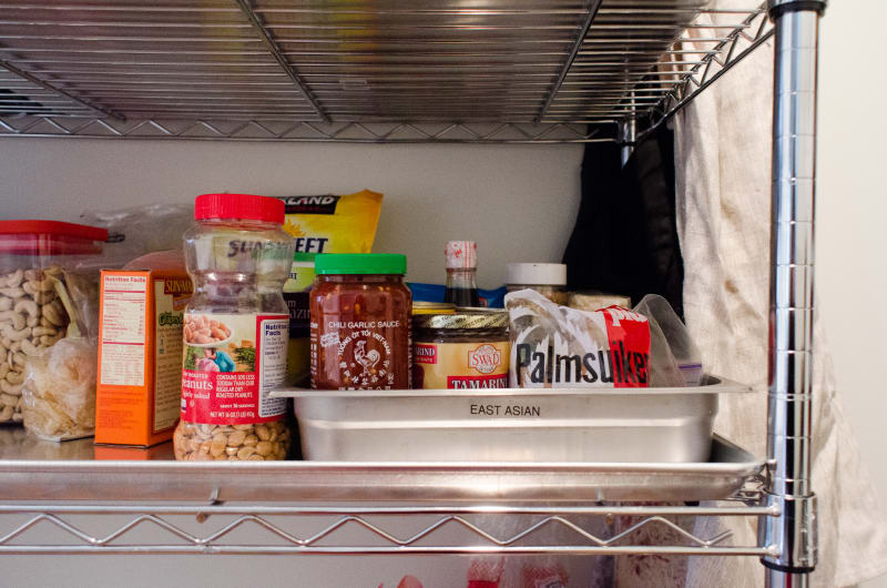 Pantry Organization Tip Use Sheet Pans & Hotel Pans to Hold Ingredients Kitchn