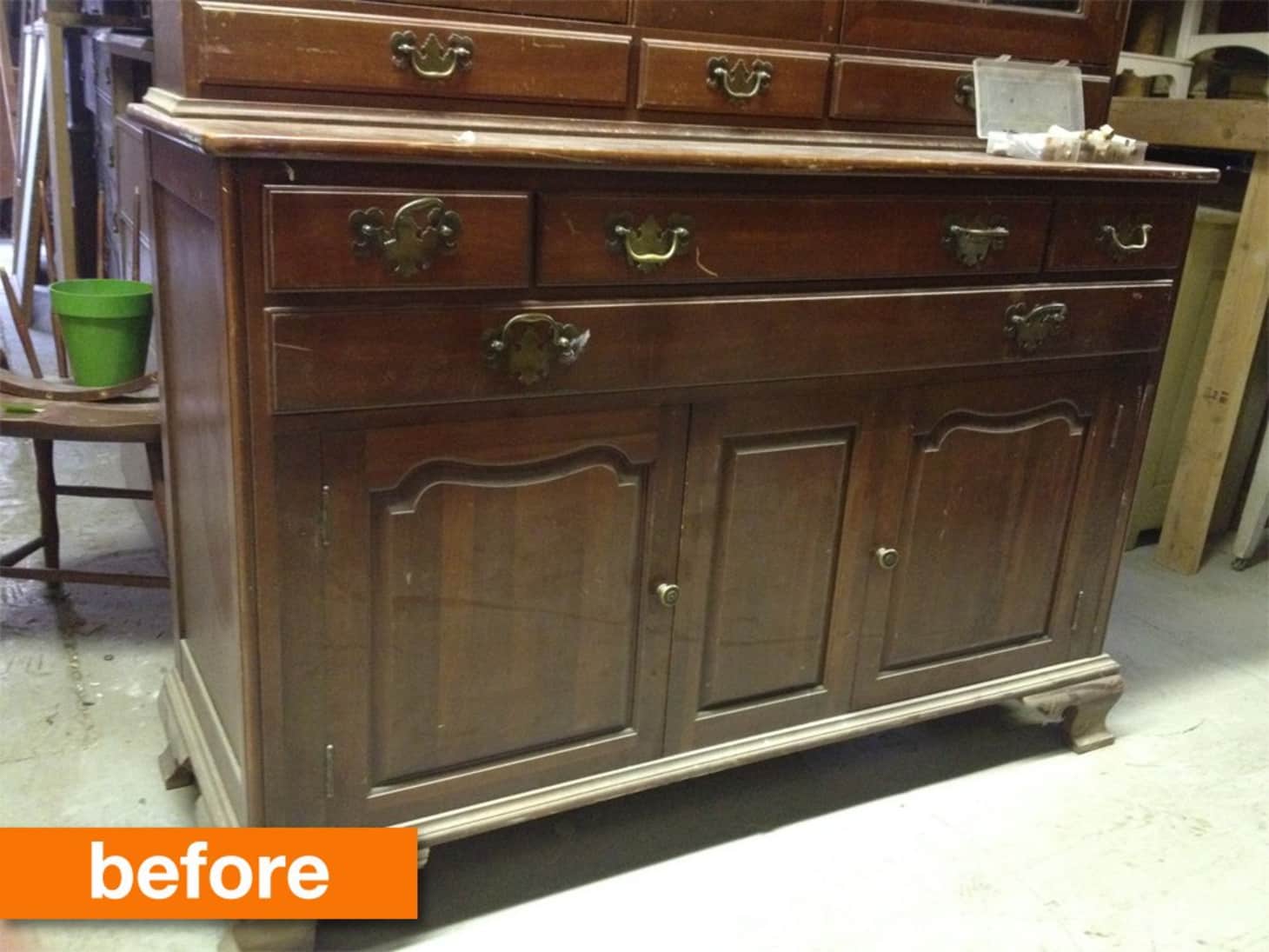 Before After From Heavy Hutch To Modern Kitchen Island